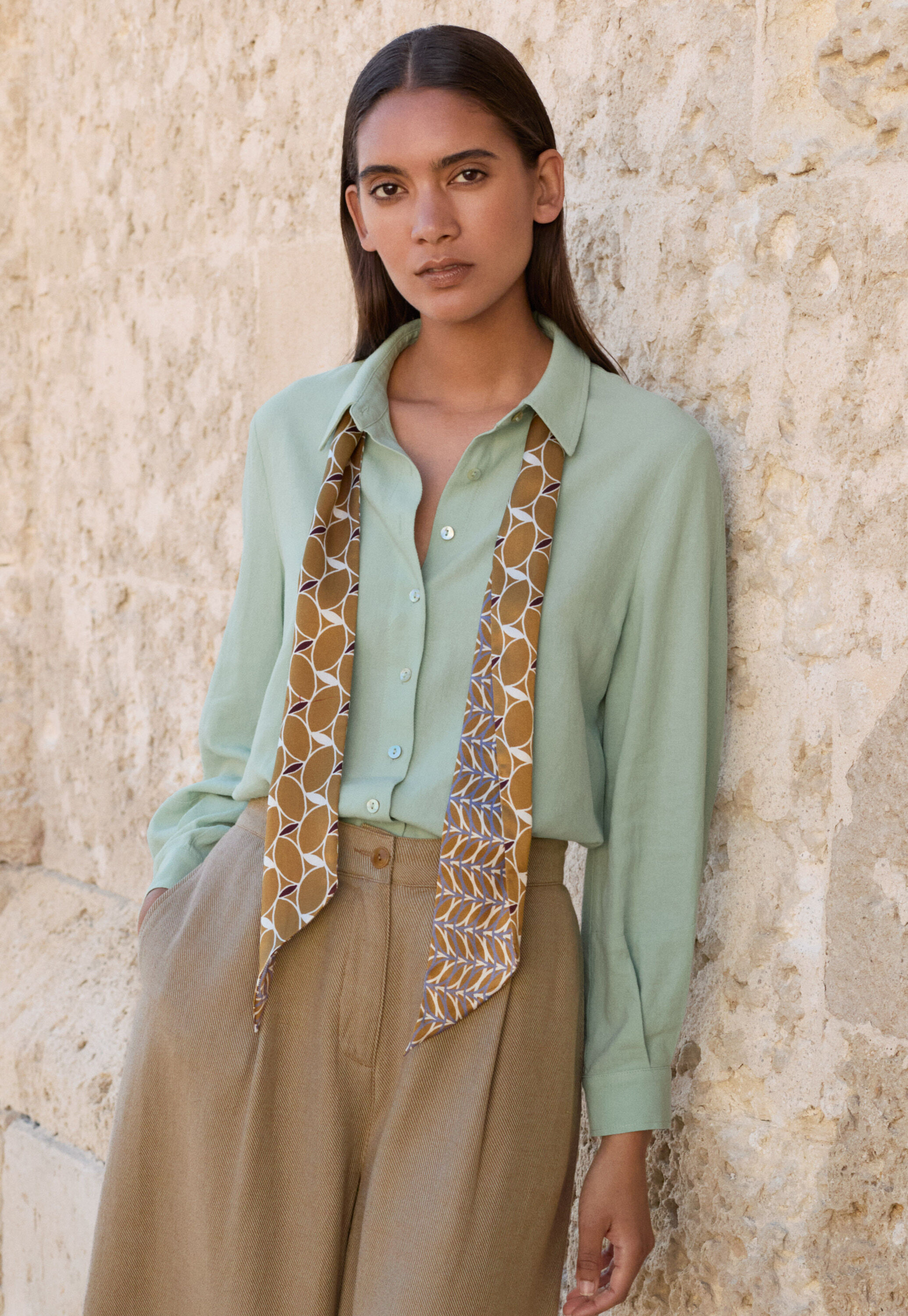 Bluse mit geschwungenen &Auml;rmeln, Aqua/Mint, large