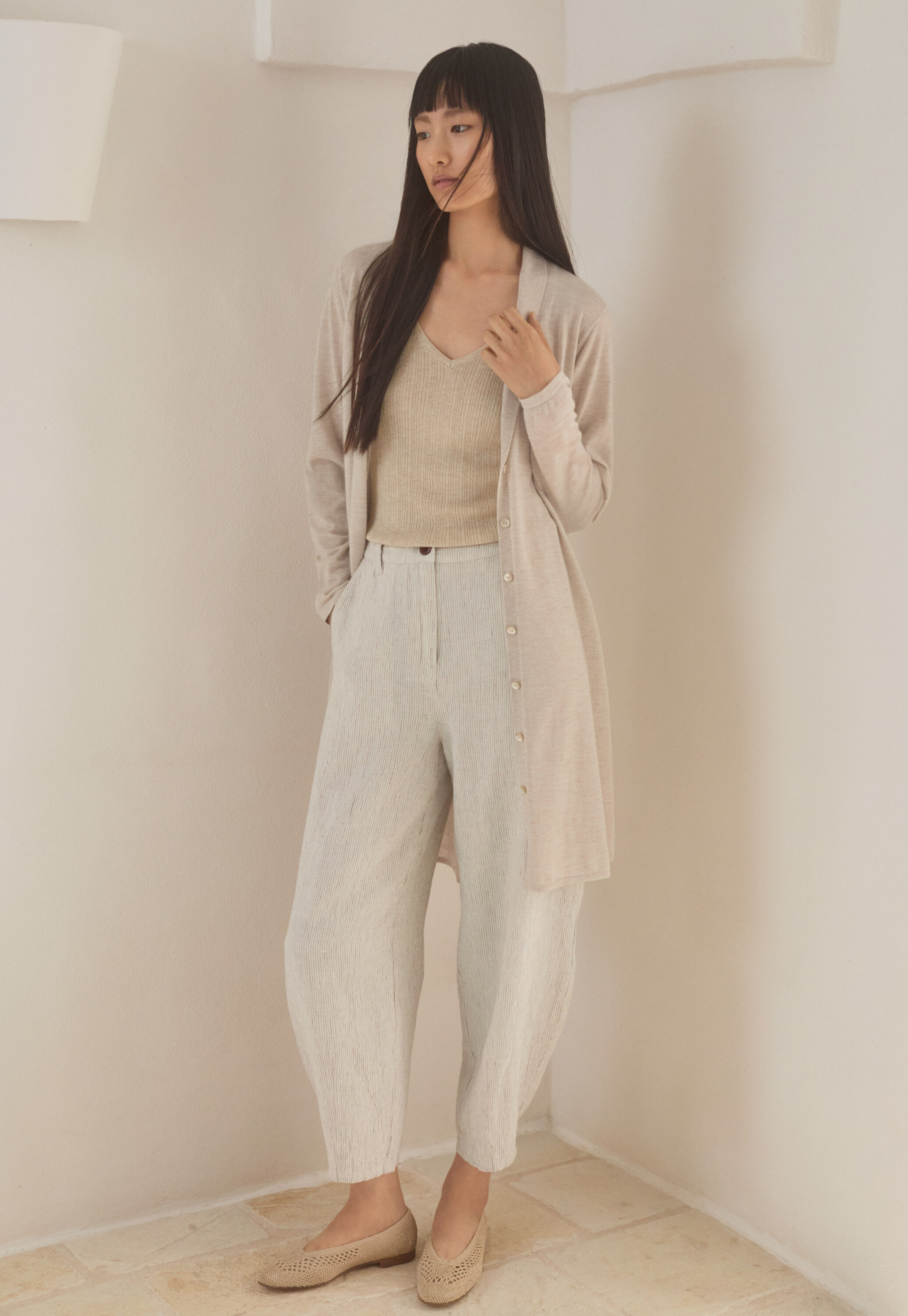 Bluse mit eingewebtem Kreuzmuster