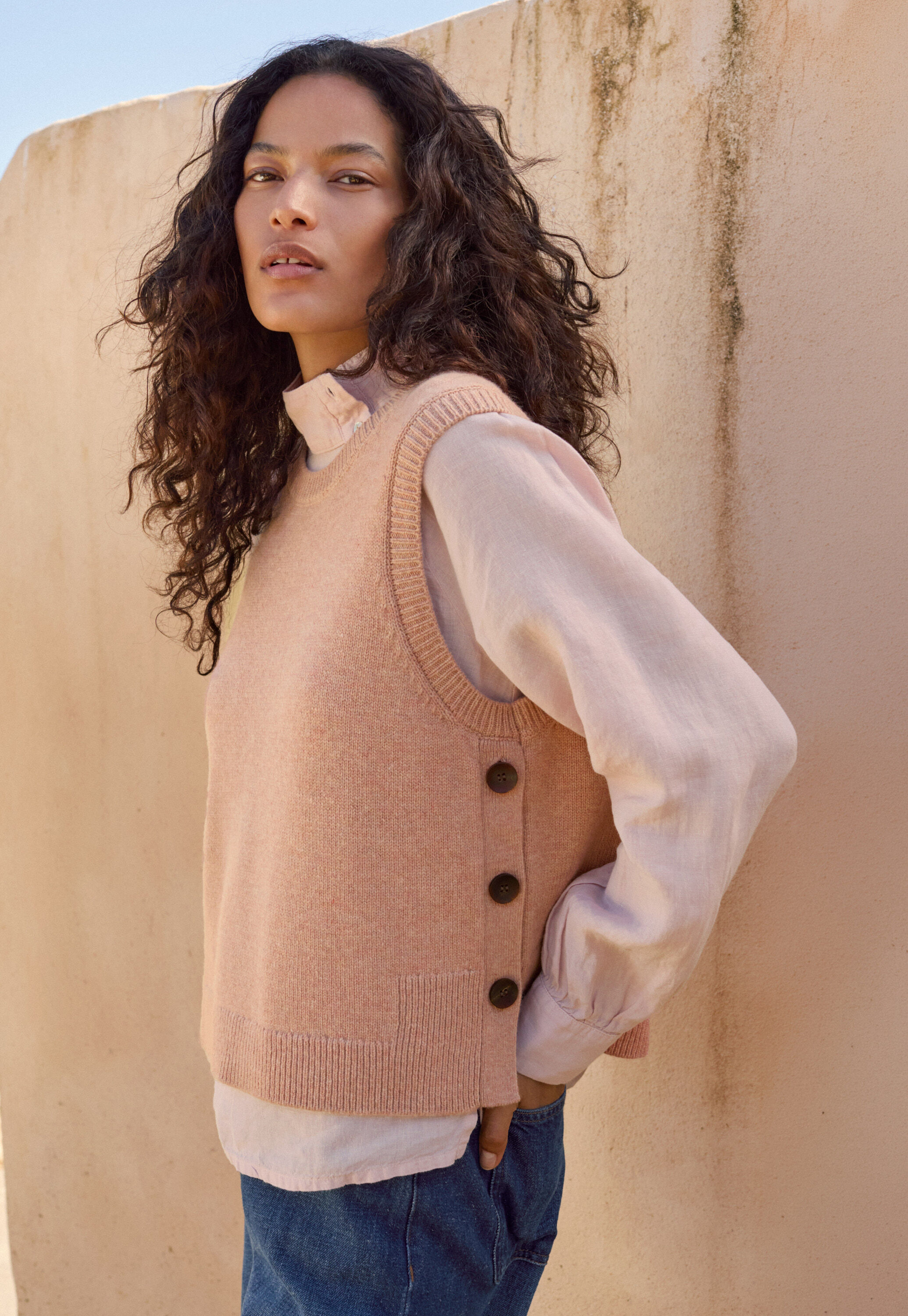 &Auml;rmelloser Pullover, Zartes Apricot, large