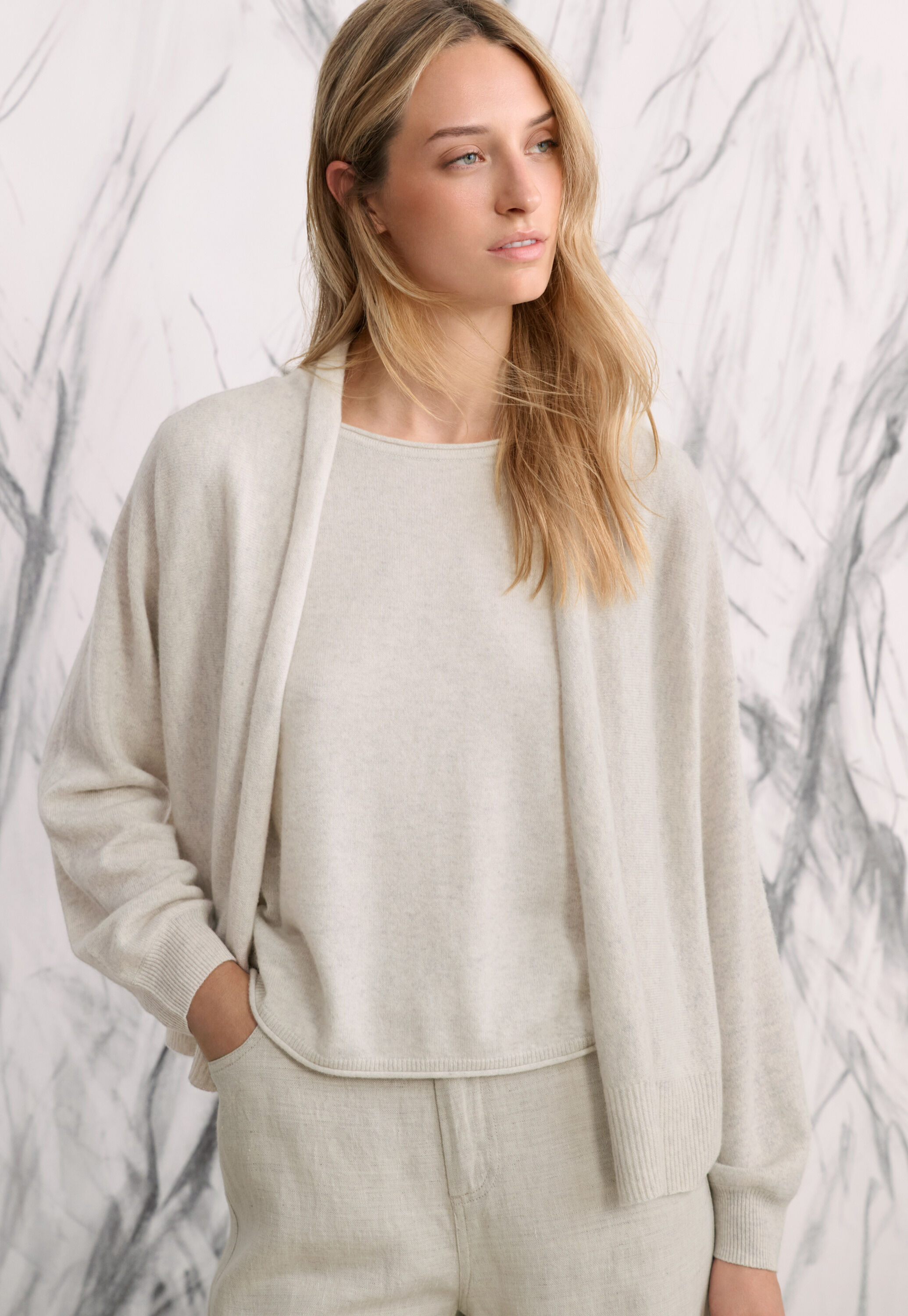 Schalkragen-Cardigan, Perlgrau, large
