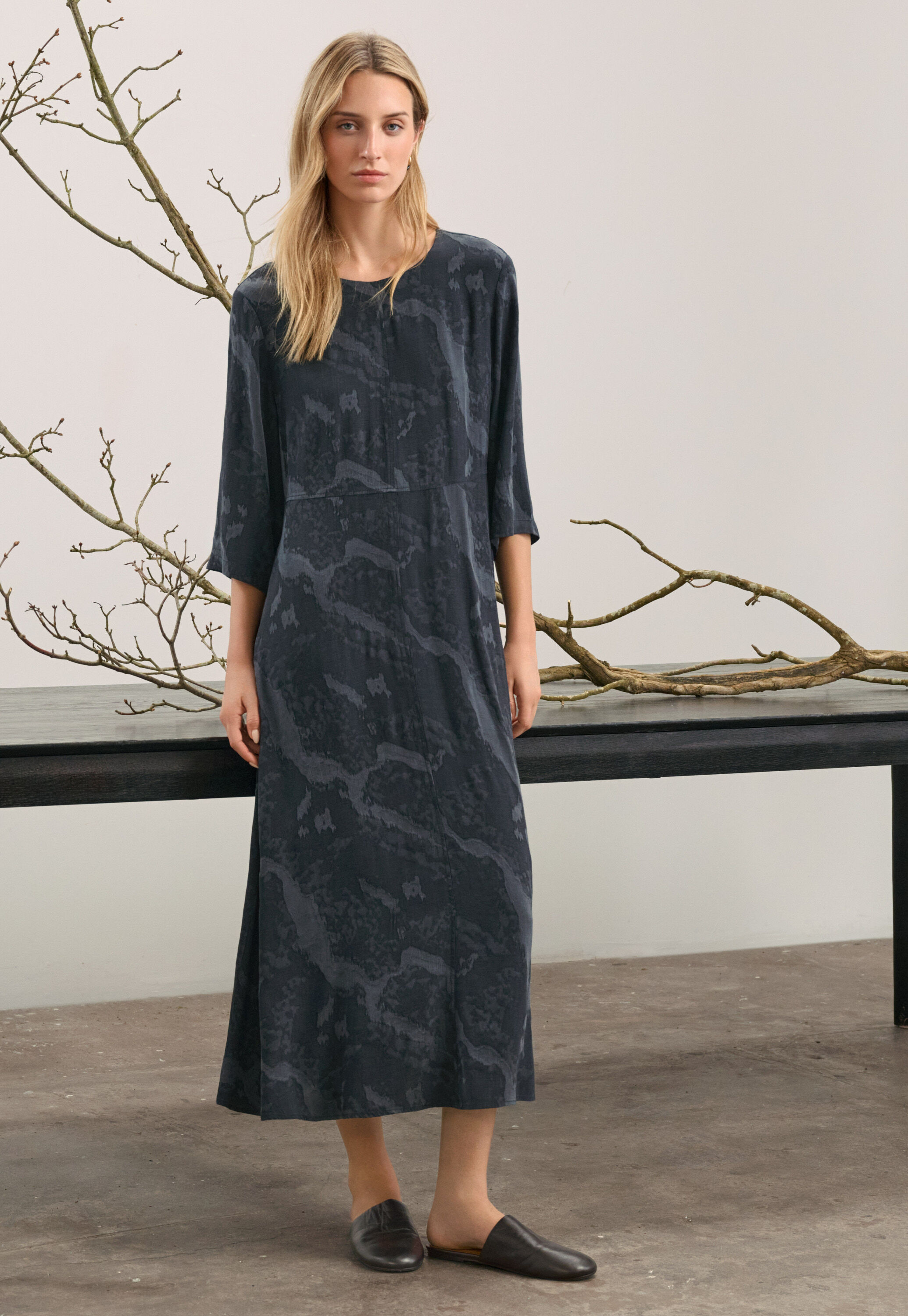 Jacquardkleid, Petrol/Schiefer, large