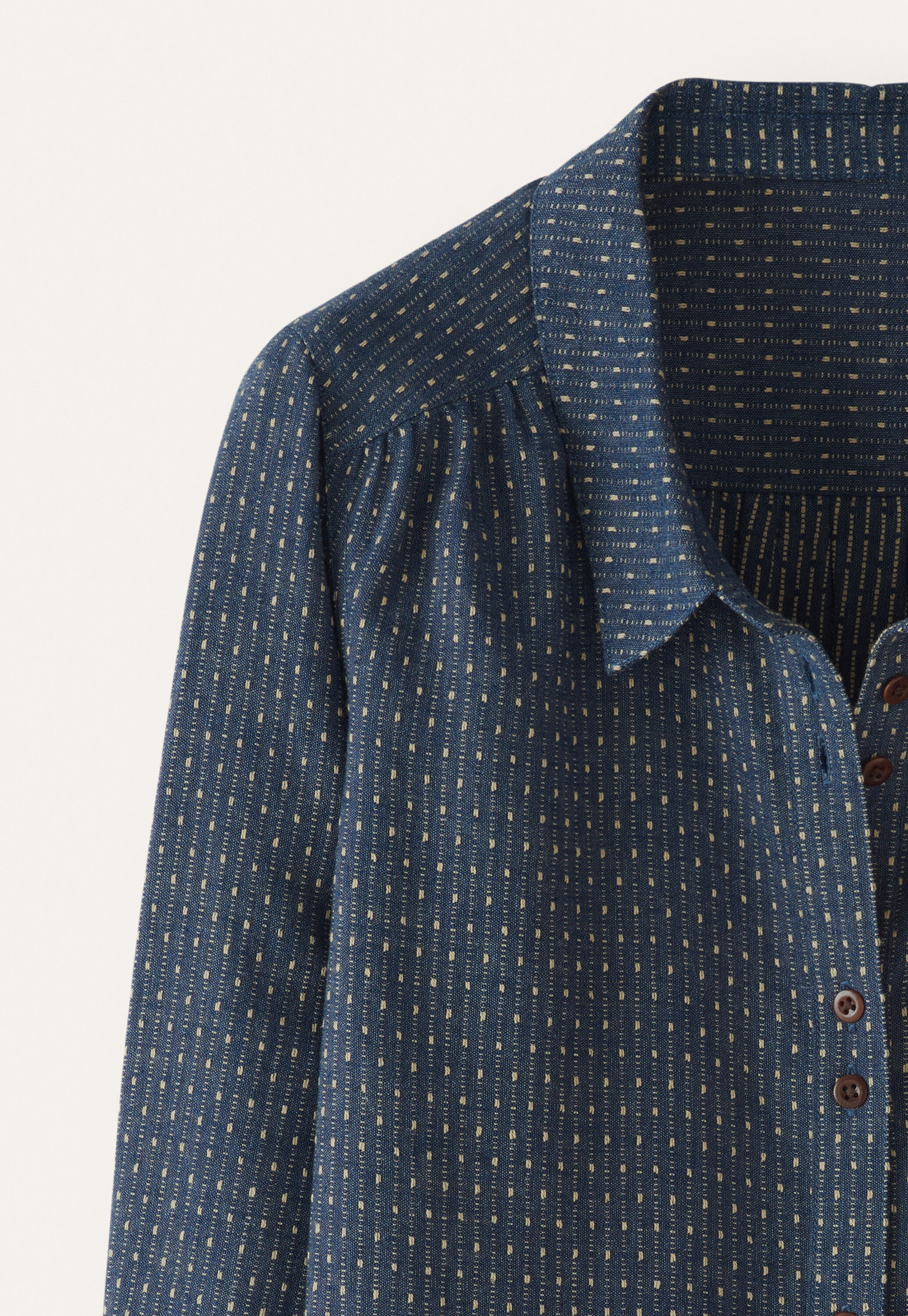 Bluse in Strichmuster-Webung, Zartes Indigo, large