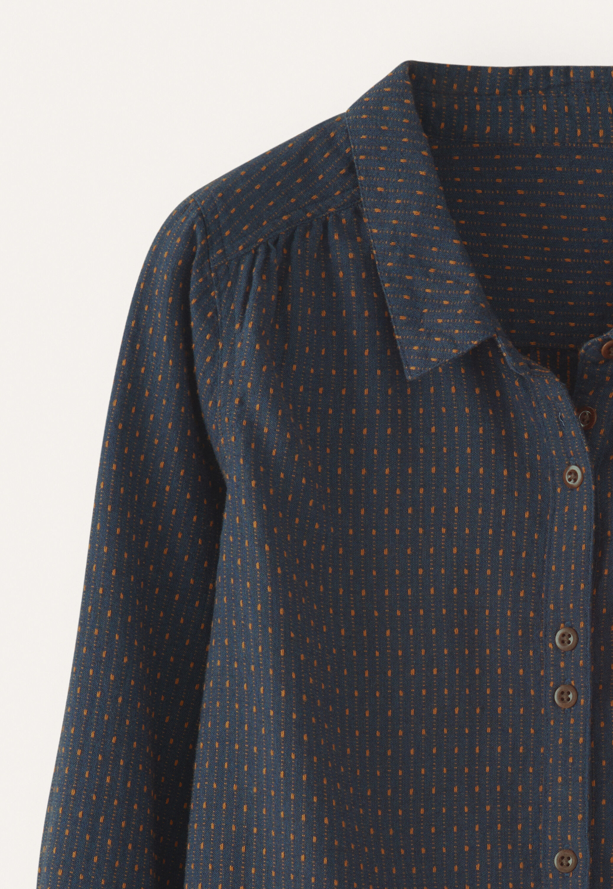 Bluse in Strichmuster-Webung, Petrol/Rost, large