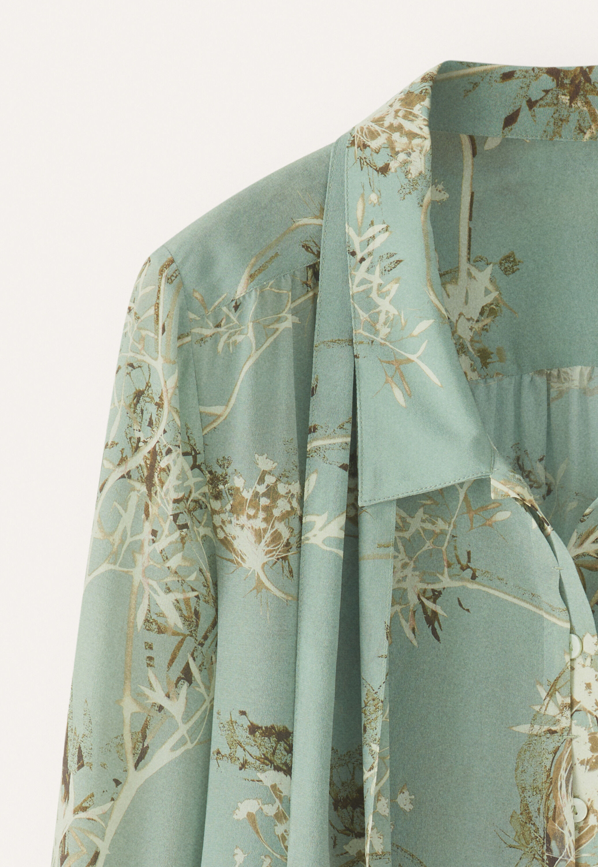 Schluppenbluse mit Print, Aqua, large
