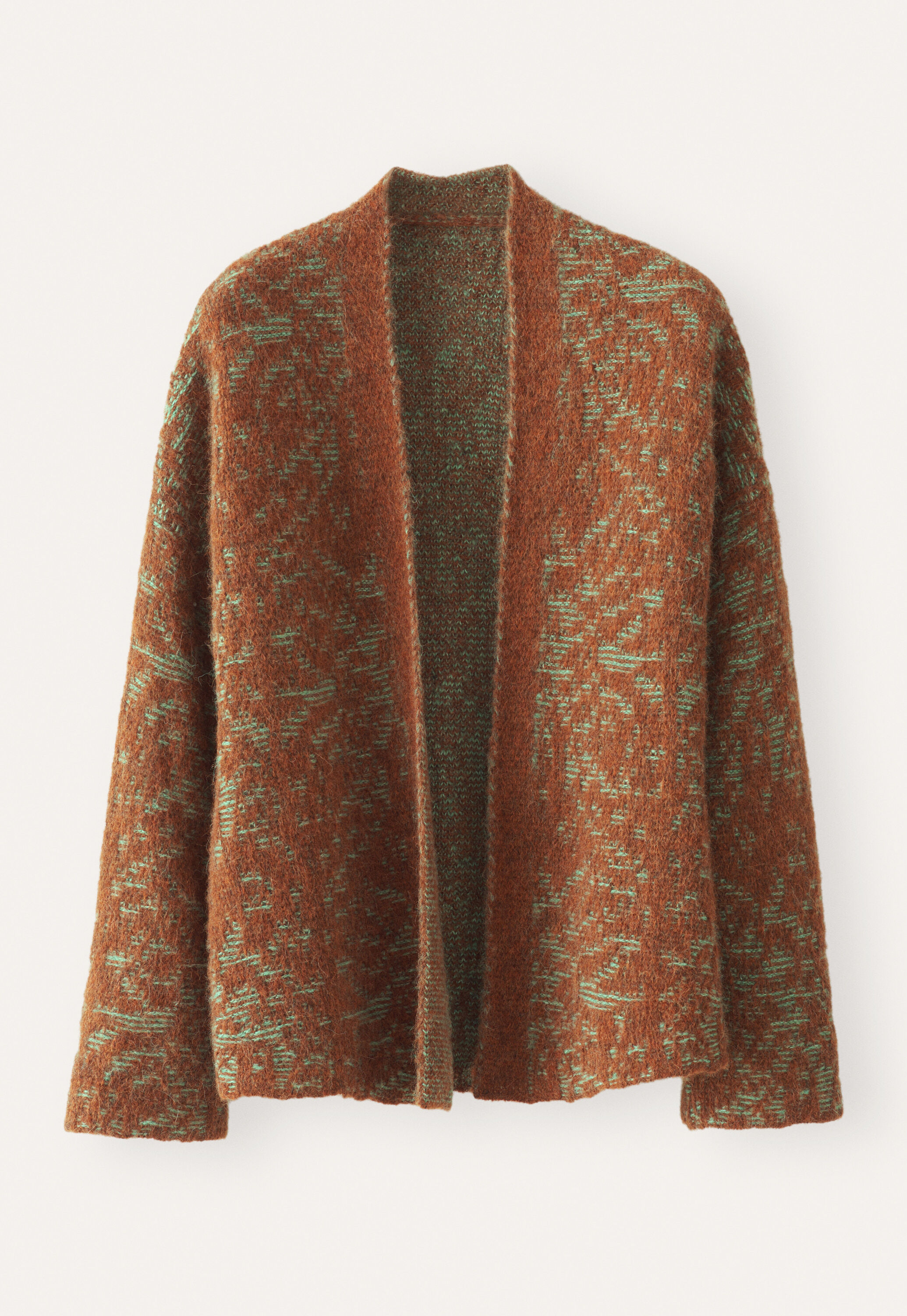 Kimono-Cardigan im Spitzenmuster, Chili/Aqua, large