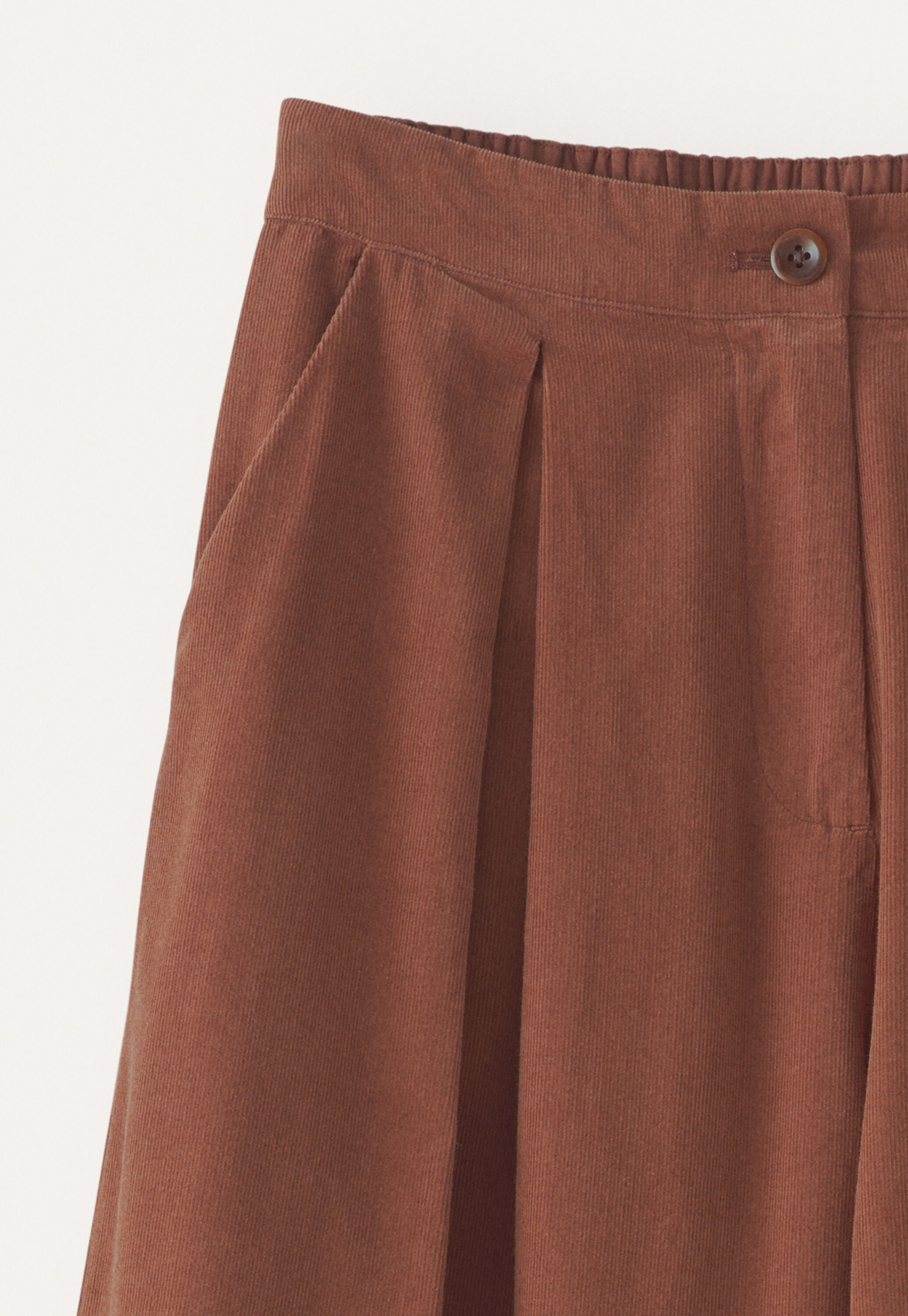 Weitbeinige Hose aus Feincord, Dunkles Rouge, large