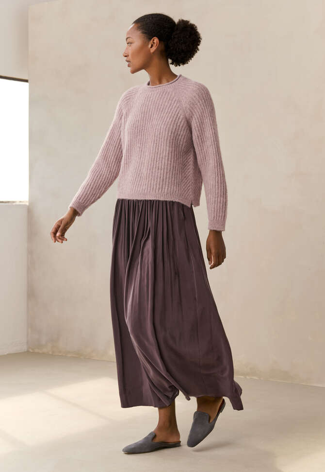Ripppullover mit Rundhalsausschnitt, Fliedergrau, completeTheLook