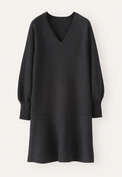 Kleid mit Peplum-Saum, Kohlschwarz, webstill