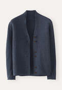 Cardigan mit Knopfleiste, Dunkles Navyblau, webstill