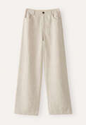 Weite Hose mit geradem Bein, Ecru/Grau, webstill