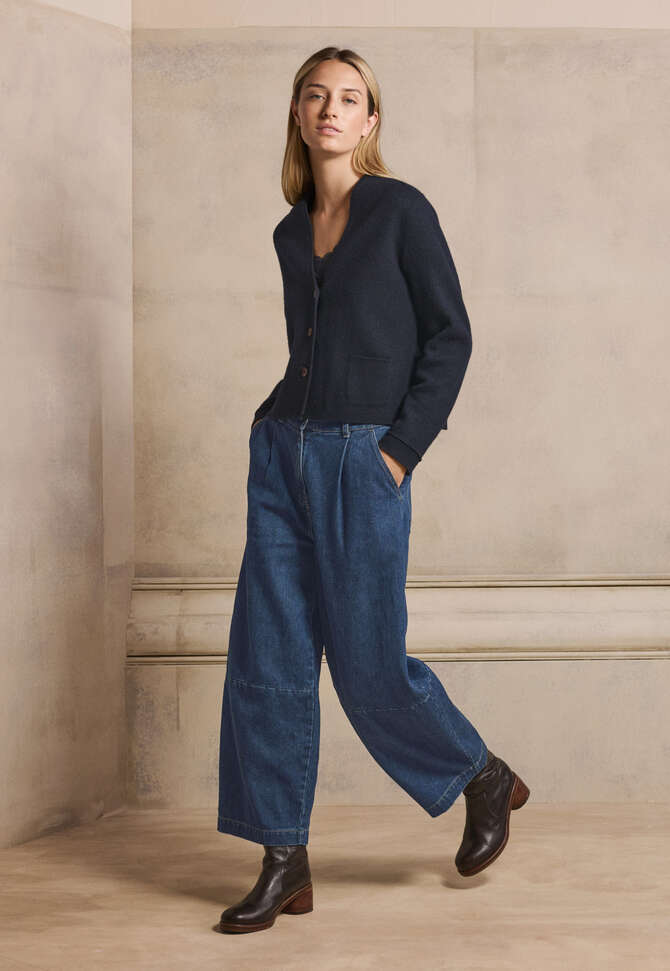 Barrel-Leg-Hose, Dunkles Denimblau, completeTheLook