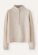 Pullover mit Kn&ouml;pfen, Ecru/Rehbraun, webstill
