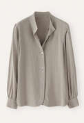 Bluse mit Trichterkragen, Taupegrau, webstill