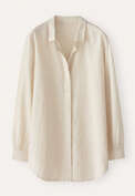 Bluse mit geschwungenem Saum, Hellnatur, webstill