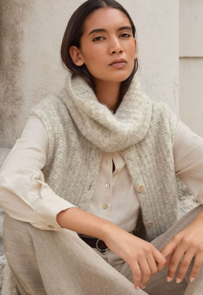 Strick-Snood, Blasses Grau, completeTheLook