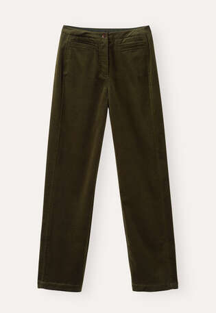 Hose mit geradem Bein, Dunkles Khaki, webstill