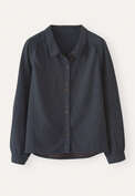 Bluse in Strichmuster-Webung, Petrol/Rost, webstill