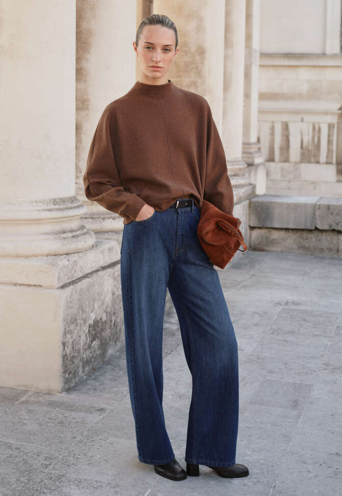 Sweatshirt mit Falten&auml;rmeln, Kastanie, completeTheLook