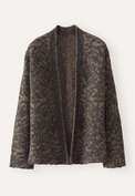Kimono-Cardigan im Spitzenmuster, Kohlschwarz/Stein, webstill