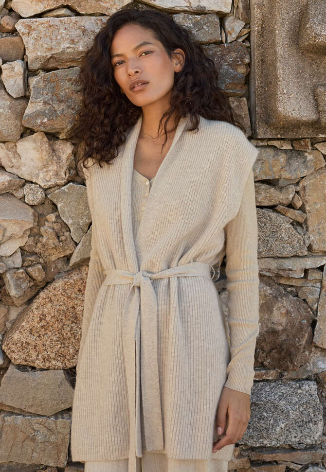 Ripppullover mit V-Ausschnitt, Zartes Rehbraun, completeTheLook