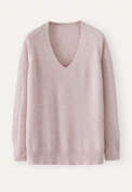 Pullover mit V-Ausschnitt, Kreiderosa, webstill