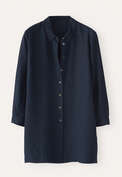 Bluse mit tiefen Seitenschlitzen, Blauschwarz, webstill
