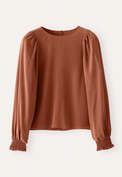 Bluse mit gerafften &Auml;rmeln, Rouge, webstill