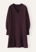 Kleid mit Peplum-Saum, Marone, webstill