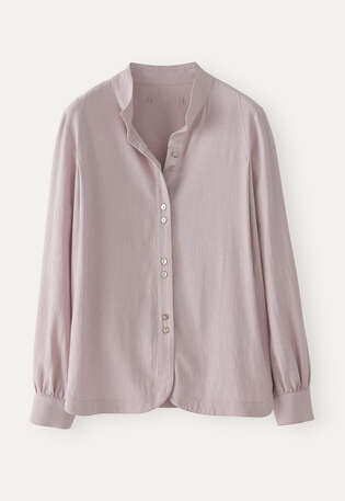 Bluse mit Trichterkragen, Orchidee/Rosa, webstill