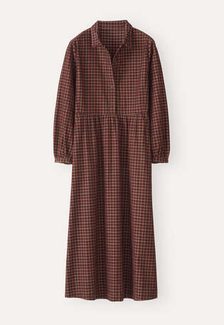 Kariertes Kleid, Rosa/Braun, webstill