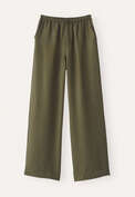 Tunnelzughose mit weitem Bein, Dunkles Khaki, webstill