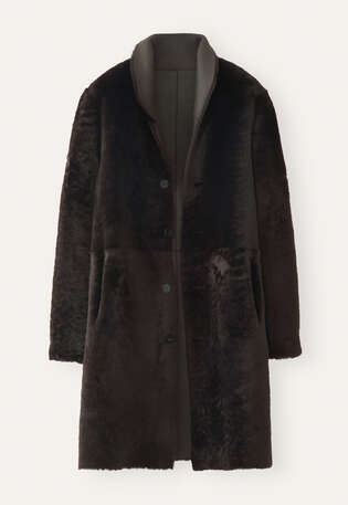 Wendemantel aus Lammfell, Chocolate, webstill