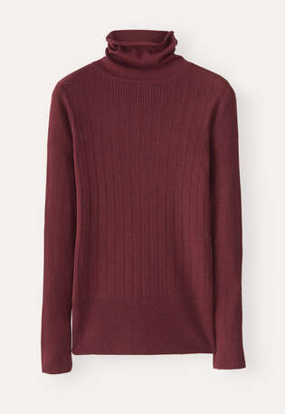 Gerippter Pullover, Weinrot, webstill