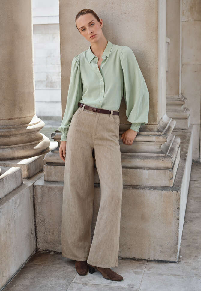 Bluse mit gerafften &Auml;rmeln, Aqua-Mint, completeTheLook