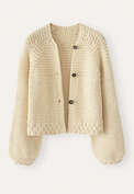 Handgestrickter Cardigan, Ecru, webstill