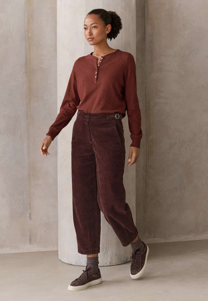Gestreiftes Henley-Top, Pflaume/Chili, completeTheLook