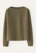 Kastiger Pullover, Moosgr&uuml;n, webstill