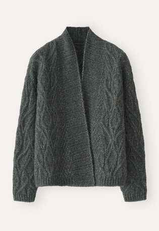 Zopfmuster-Cardigan, Aquamarin-Grau, webstill