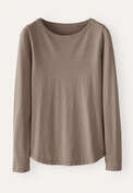 Oberteil mit Rundhalsausschnitt, Zartes Taupe, webstill
