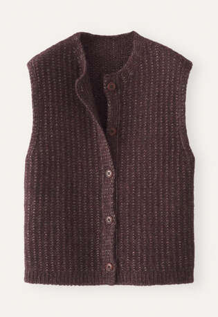 &Auml;rmelloser Cardigan, Maronenbraun, webstill