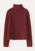 Pullover mit Trichterkragen, Dunkelrot, webstill