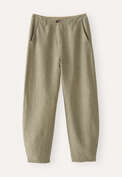 Gestreifte Hose mit Abn&auml;hern am Saum, Khaki, webstill