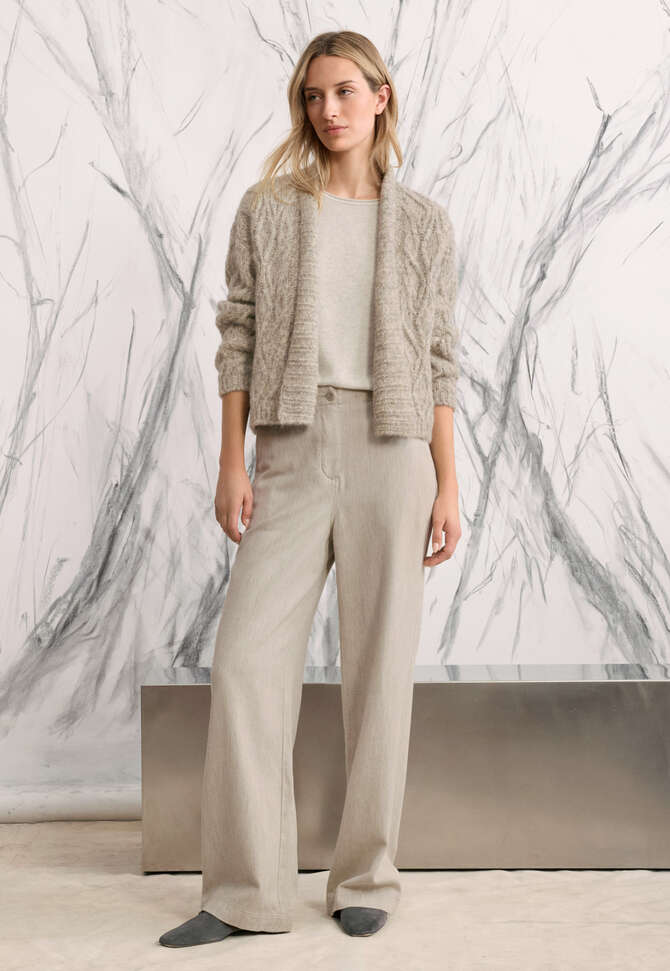 Zopfmuster-Cardigan, Rehbraun-Grau, completeTheLook