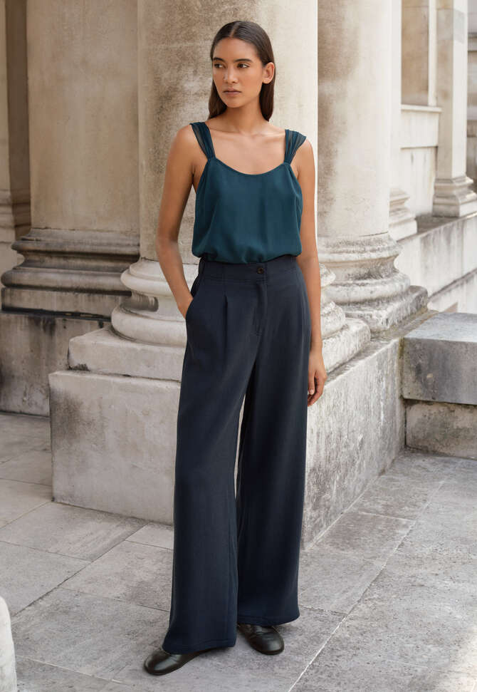 Elegante Hose mit weitem Bein, Aquamarintinte, completeTheLook