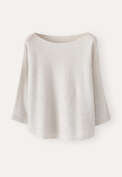 Pullover mit U-Boot-Ausschnitt, Perlgrau, webstill