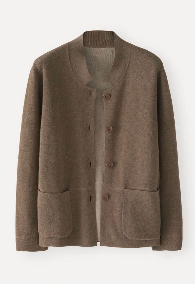 Doppelt gestrickte Jacke, Taupebraun, completeTheLook