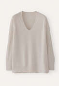 Pullover mit V-Ausschnitt, Perlgrau, webstill