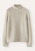 Pullover mit Zopfmuster, Naturstein, webstill