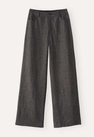 Weite Hose mit geradem Bein, Monochrom, webstill