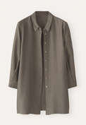 Bluse mit tiefen Seitenschlitzen, Khaki-Taupe, webstill